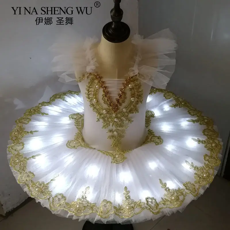 

Girls' Little Swan Ballet Skirt Children's Princess Dress Suspenders Sequined Tutu Skirt LDE Light Stage Performance Costumes