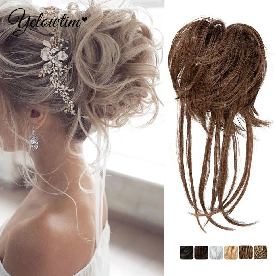 Синтетический высокотемпературный волосяной шиньон YELOWTIM девять цветов волос