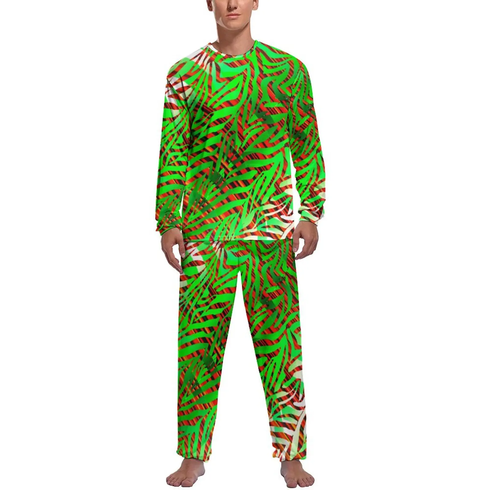 

Zebra Tropical Pajamas Male Animal Print Lovely Sleepwear Spring Long-Sleeve 2 Pieces Home Design Pajama Sets