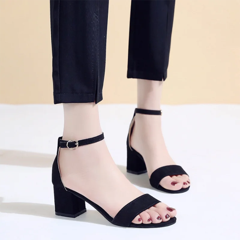

Comem Gladiator Buckle Strap Cover Heel Fashion Chunky Ladies Sandals for Woman Ankle Strap Footwear 2023 Summer Women Shoes 33