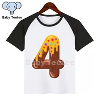 girls cartoon donut birthday number t shirt kids boys sweety party clothes 1 9 years children cute top teesdrop ship