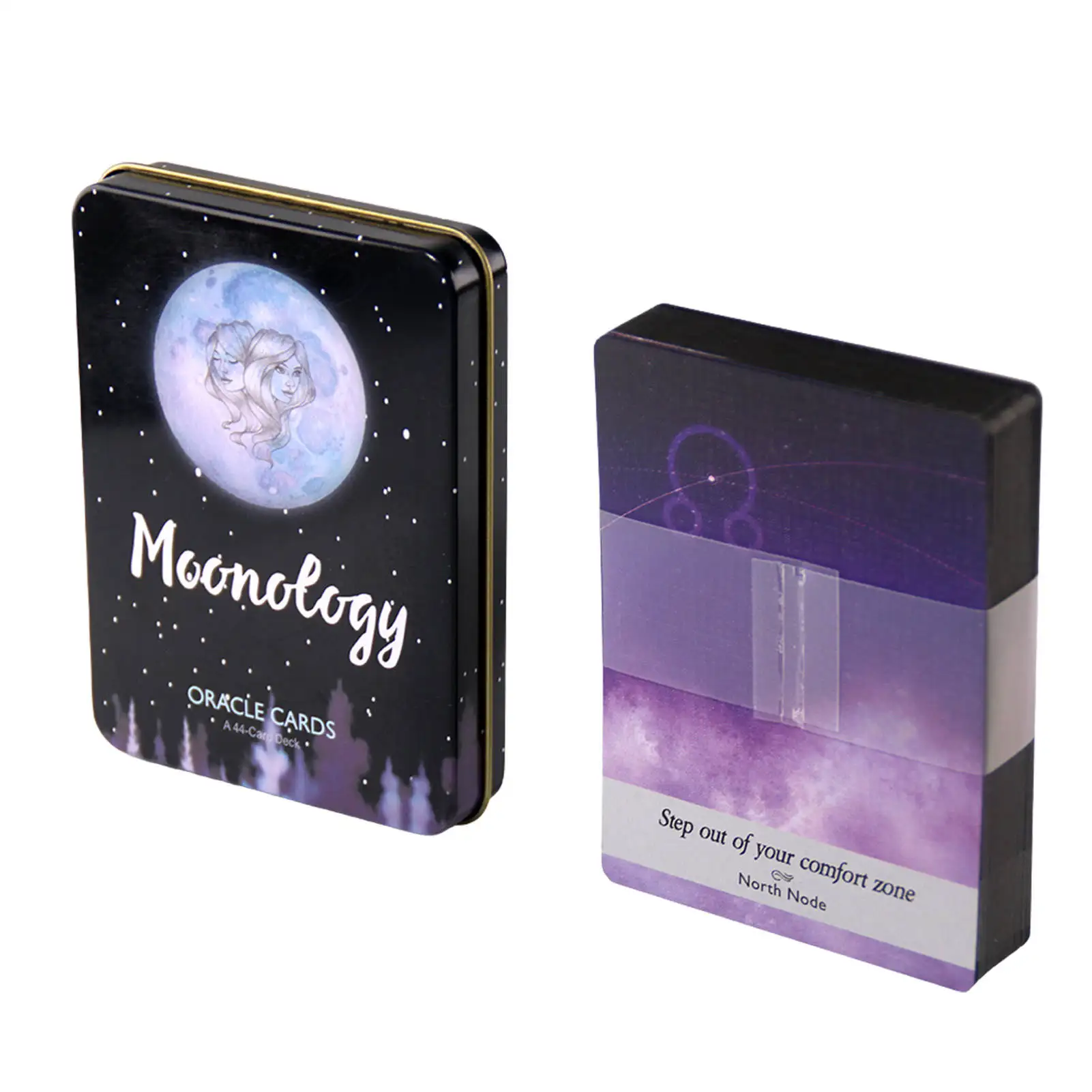 

44 Moonology, карты с форматом Оракл, таро, повседневные карточки для настольных игр в железной коробке, английская версия с инструкциями в формат...