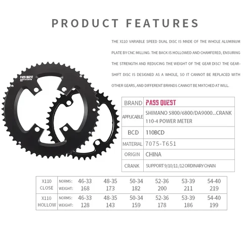 PASS QUEST 110 bcd Звездочка для Shimano
