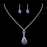 bride wedding dress accessories shiny zircon crystal earrings necklace for women fashion jewelry set gifts