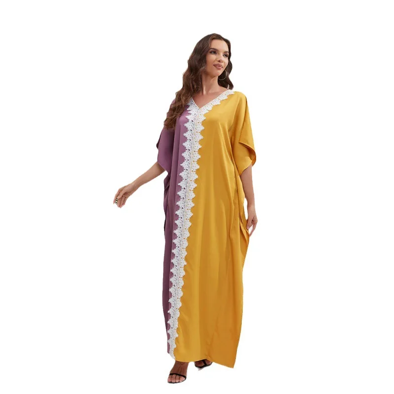 Модные цветные мусульманские платья в стиле пэчворк для женщин Летний Новый