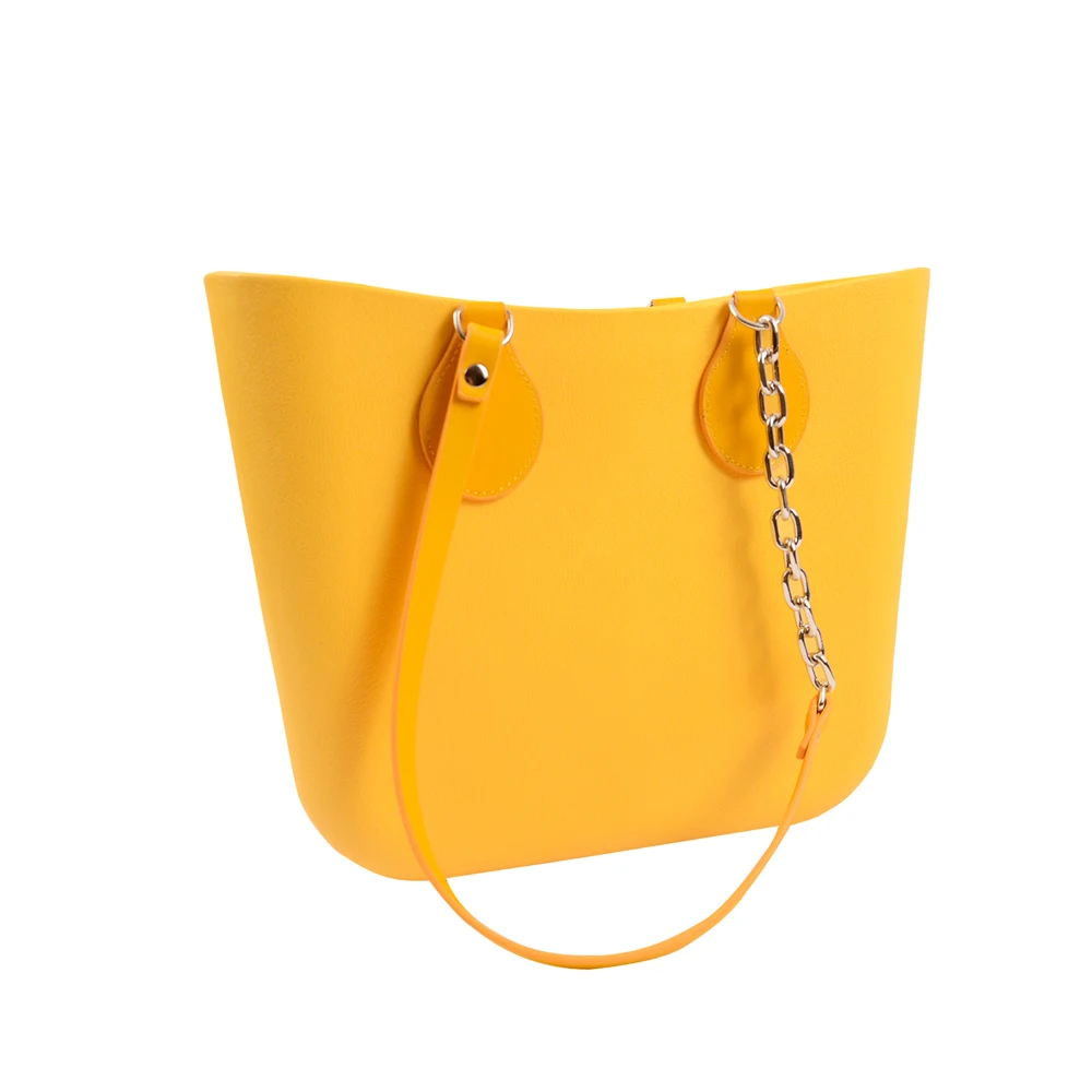 Tanqu New Arrival Long Chain Faux Leather Handles Flat PU Belt and Drops with Thicken Shiny Chain for OBag for EVA O Bag