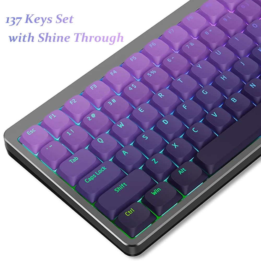 

Low Profile Keycaps Custom Double Shot PBT Keycaps 137 Keys for 60% 65% 75% 100% Gateron Cherry MX Switches Gaming Keyboard