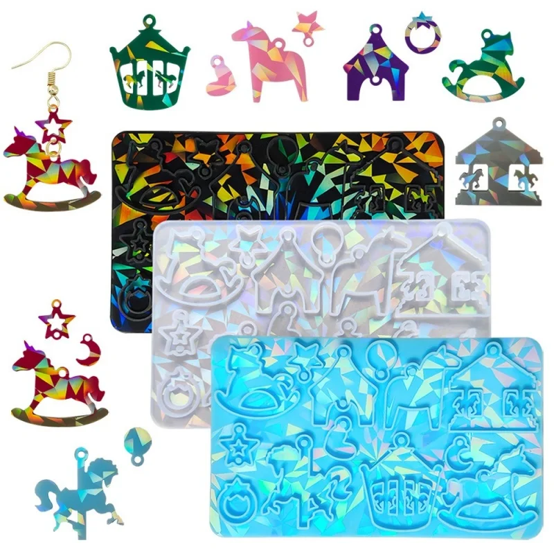 Голографические лазерные серьги сделай сам в виде единорога карусели