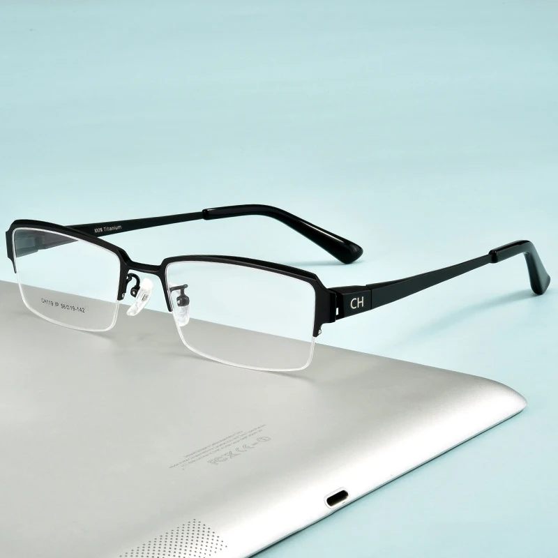 Cubojue Titanium Eyeglasses Frame Male Semi Rimless Glasses Men Business Eyewear Gentle Spectacles for Grade Prescription