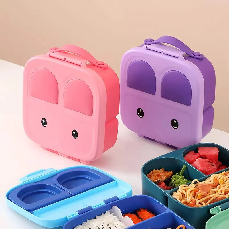 

Bunny Bento Box for Kids Children Student for School with 4 Compartmentand and Removable Divider BPA Free Leak-Proof Toddlers