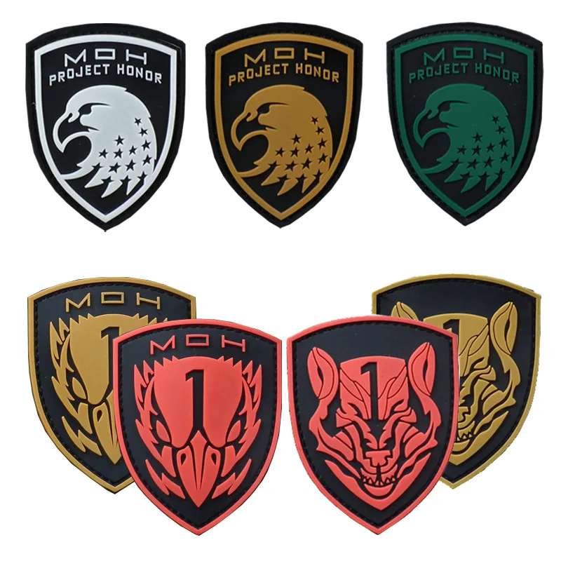 

PVC Material Tactical Patch 3D Medal of Honor Hook&loop Design Shield Badge 8cm*6cm Skeleton Warrior Morale Armband Accessory