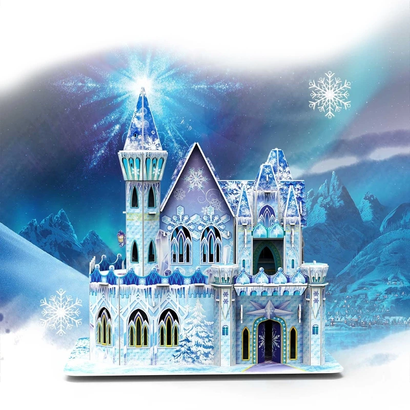 

3D Puzzle Snow Castle Building Block Thickened Montessori Early Learning Toy DIY Paperboard Jigsaw Block Children Gift