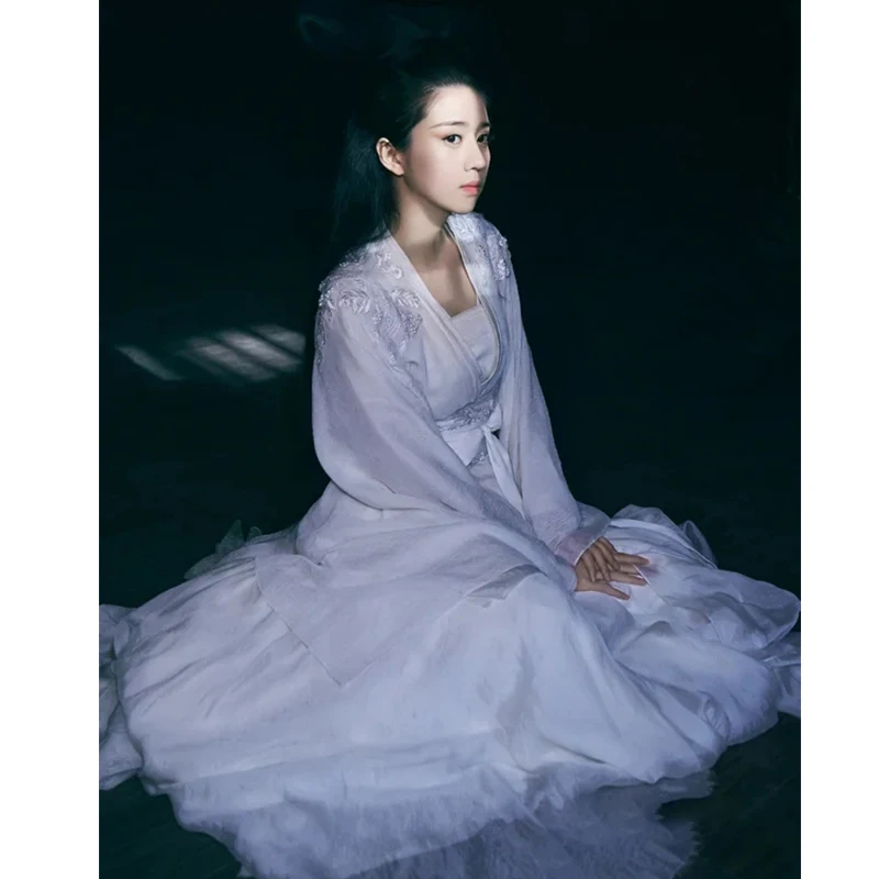 

Nie Xiaoqian Same Style Improved Hanfu White Super Fairy Ancient Style Flowing Waist Skirt Suit Female Role Playing Clothing