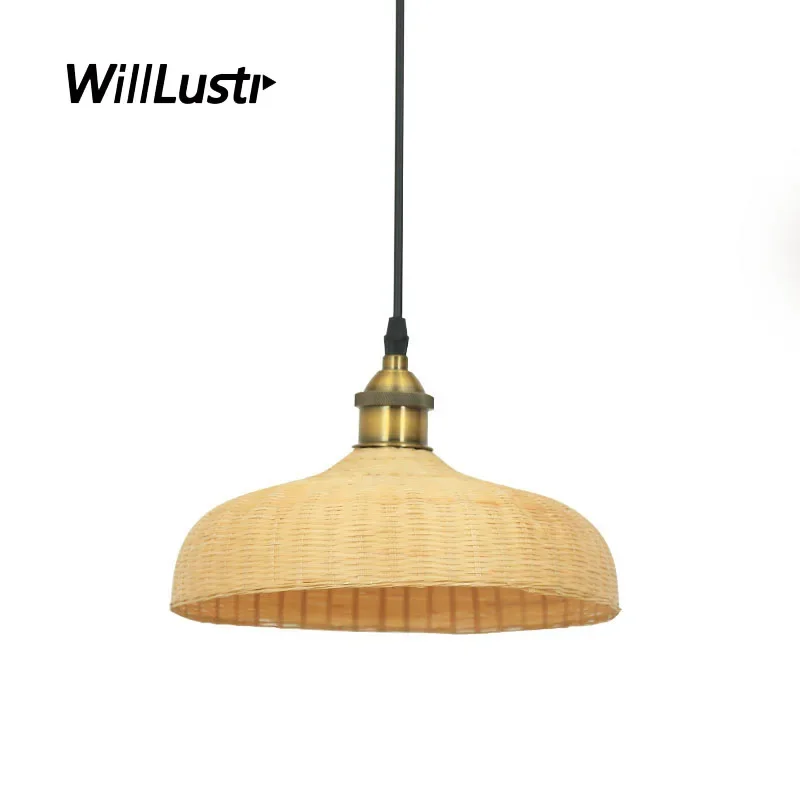Бамбуковая Подвесная лампа ручной работы пасторальная Потолочная люстра для