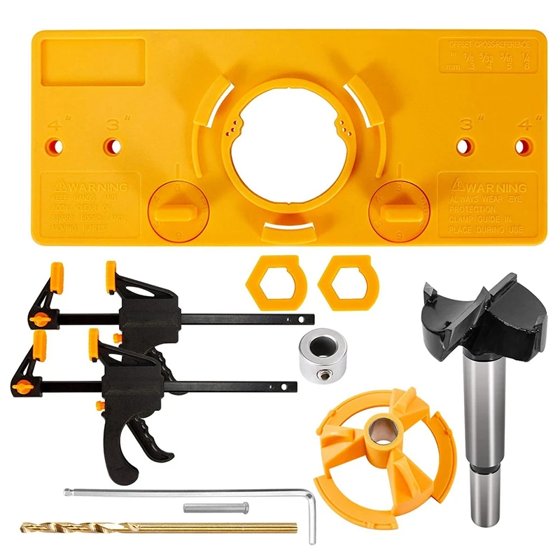 

Concealed Hinge Drilling Jig 35Mm Hinge Drilling Jig Hole Guide Kit With Woodworking Clamps Wood Dowel Jig