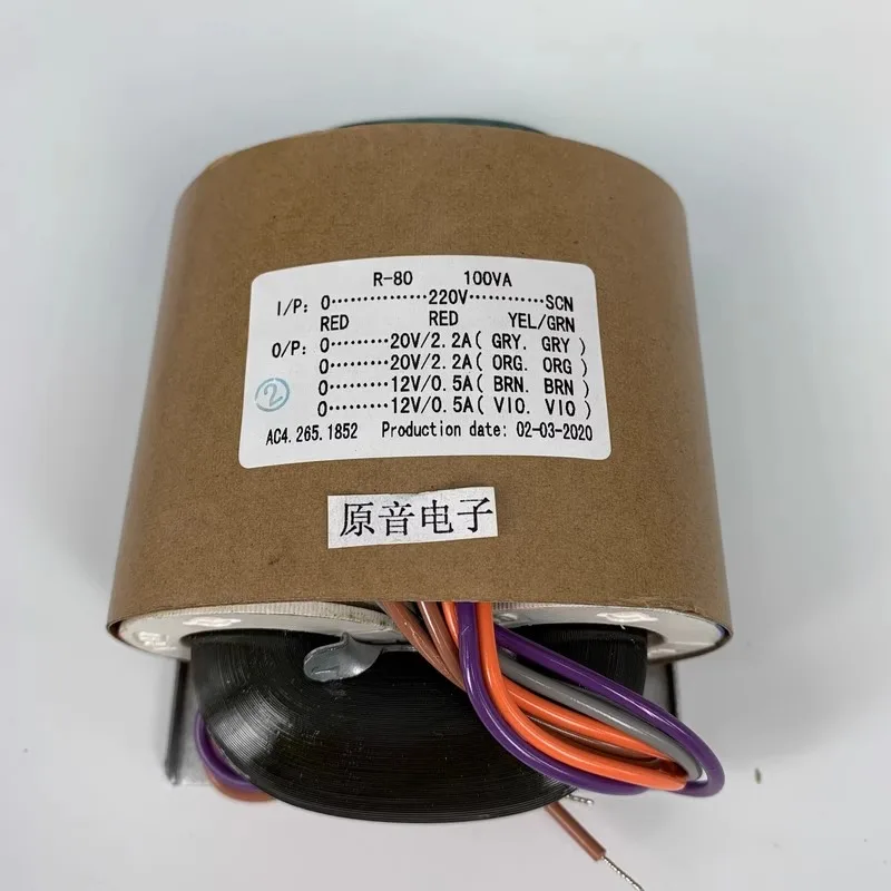 Трансформатор R Core 100 Вт R80 Трансформаторы 220 В до 2X20 В 2X12 В ...