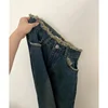 2023 Blue High Waist Women Jeans American Vintage Streetwear Wide Leg Denim Trouser Sense of Design Straight Baggy Denim Pants 1