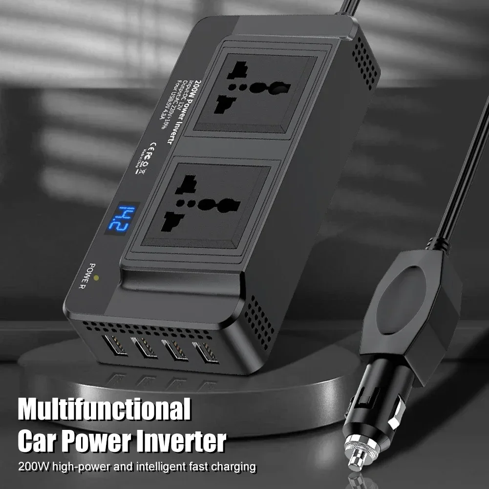 

Автомобильный инвертор, универсальный преобразователь постоянного тока 12 В в переменный ток 220 В 150 Вт, автомобильный преобразователь Type-C USB, быстрая зарядка, инвертор, чистый синусоидальный адаптер питания