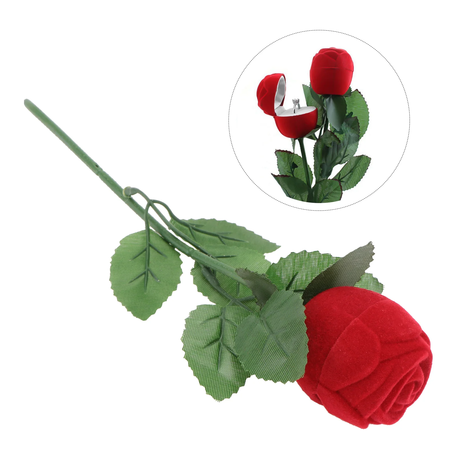 

1 Bouquet Simulate Rose Shape Ring Boxes Creative Engagement Ring Case Gift Box