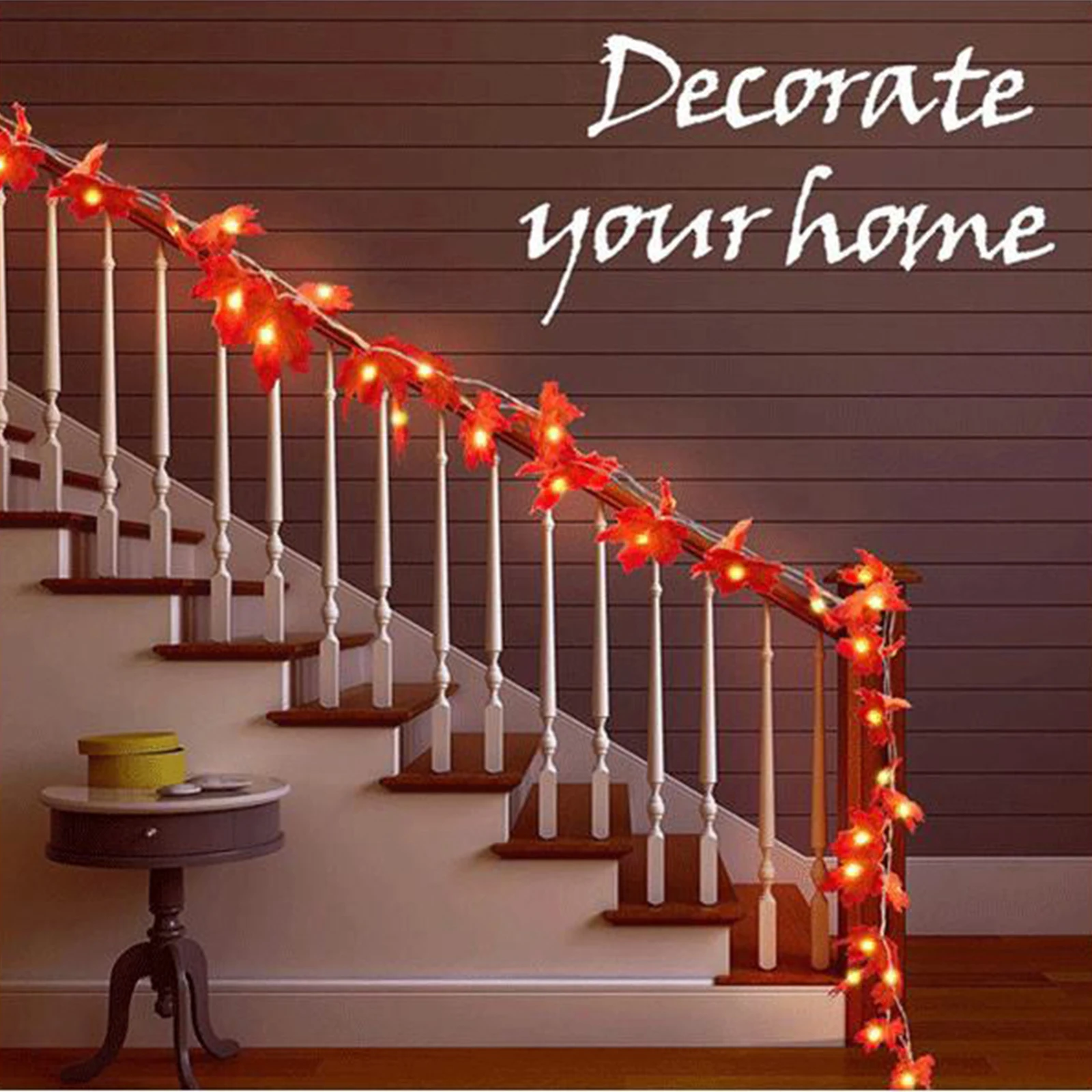 

40LEDs Fairy String Lights Maple Leaf Shaped Hanging Lights Warm White Waterproof Battery Operated Decorative Lighting