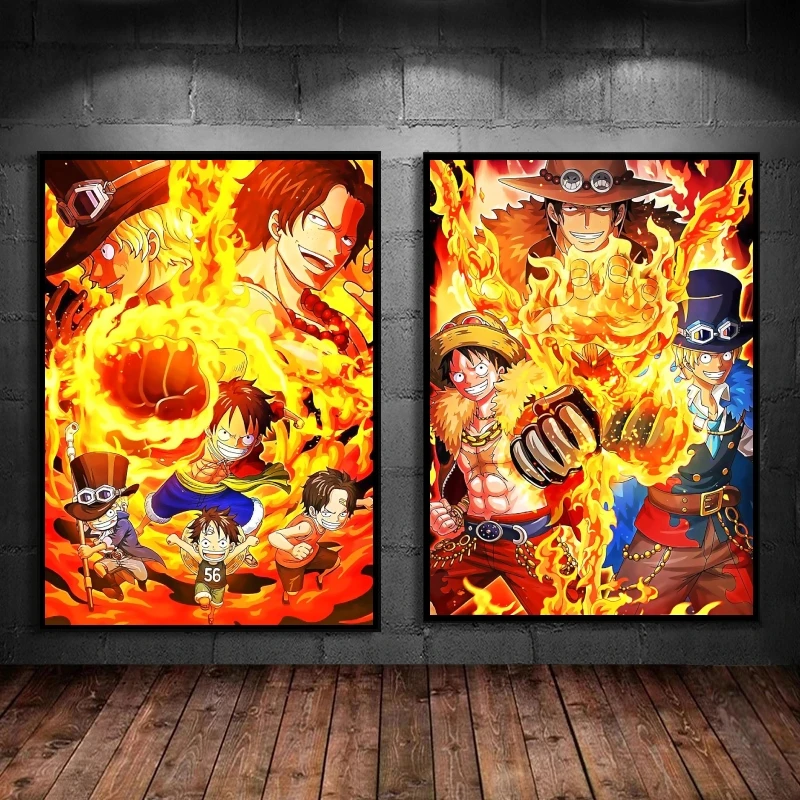 

Холщовые постеры, цельные Ace Luffy Sabo, подарки, декоративные картины, художественная комната, домашний подвесной