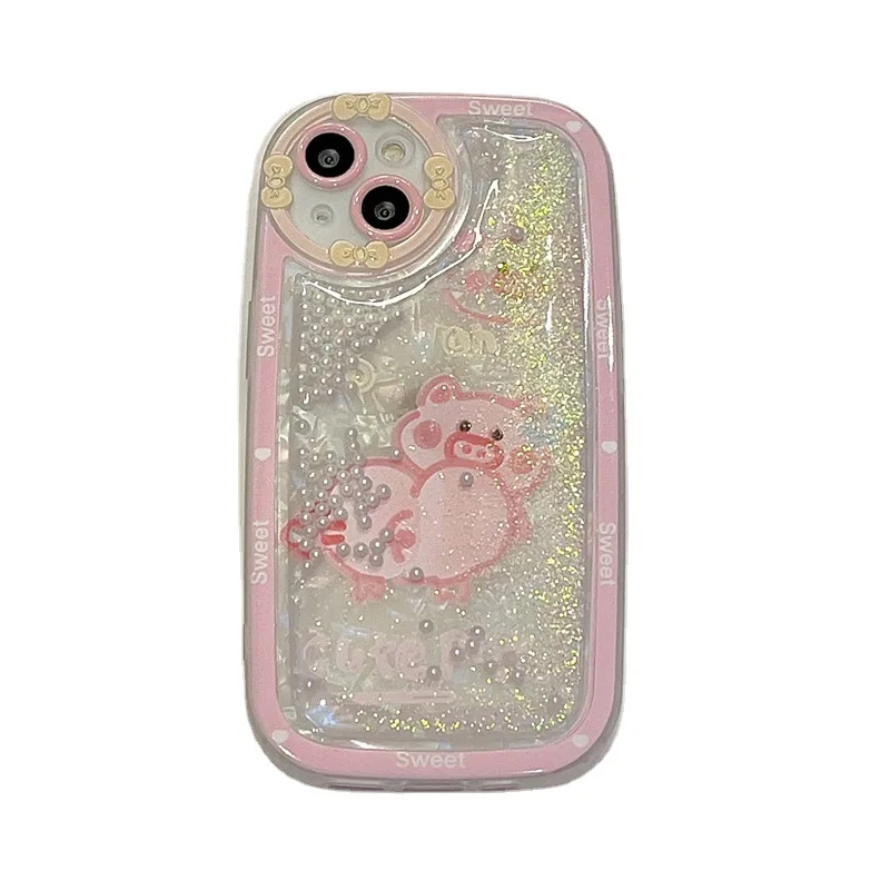 

Creative Quicksand Painted Cute Pig Phone Case Cover for IPhone 11 12 13 Pro X XR XS Max Shockproof Case for IPhone 13 Cases