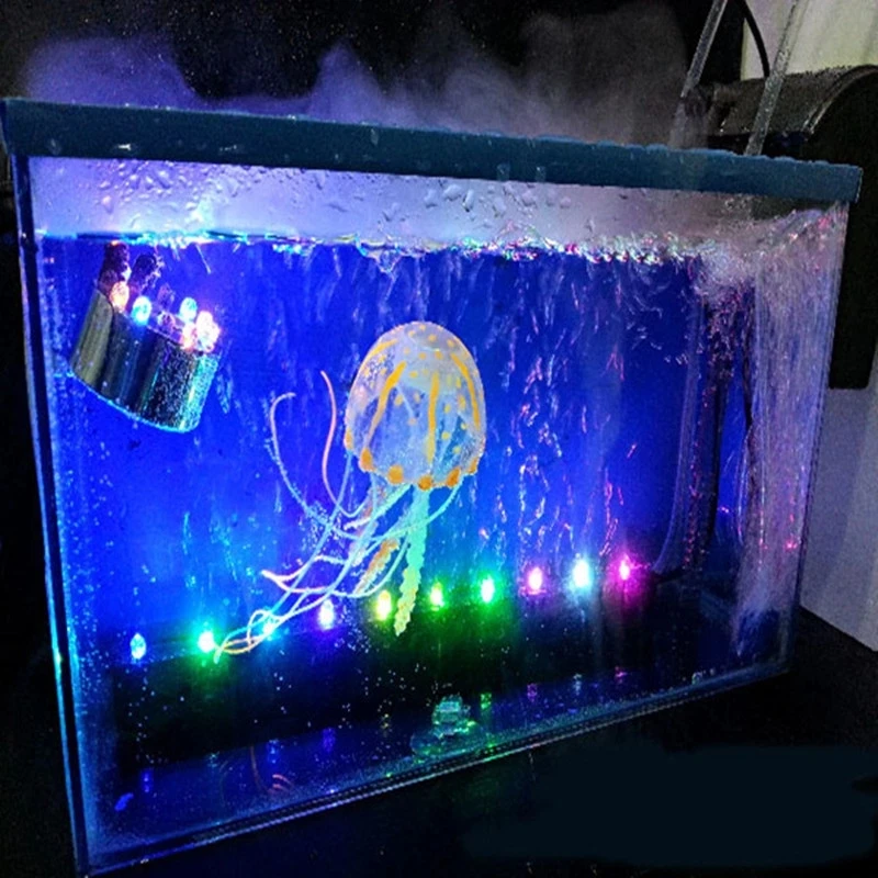 Silicone Artificial Night Luminous Hippocampus Fish Tank Aquarium Ornament Underwater Decorate Jellyfish Aquarium Decoration images - 6