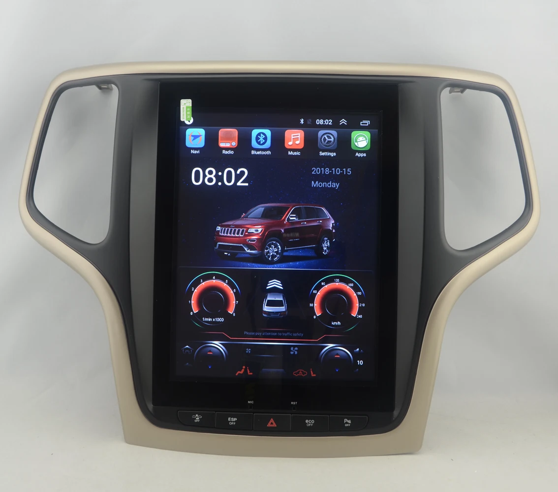 

10.4" tesla style vertical screen android 9 octa core Car video multimedia Navigation for Jeep Grand Cherokee 2014-2017