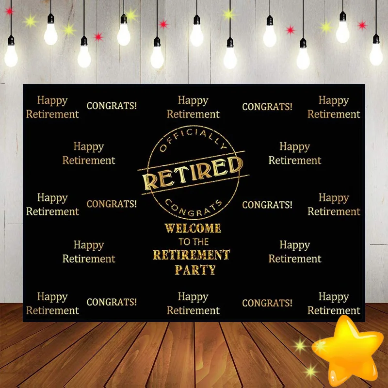 

Happy Retirement Party Glitter Retire Background Custom Birthday Backdrop Decoration Photo Photography Backdrops Banner Studio