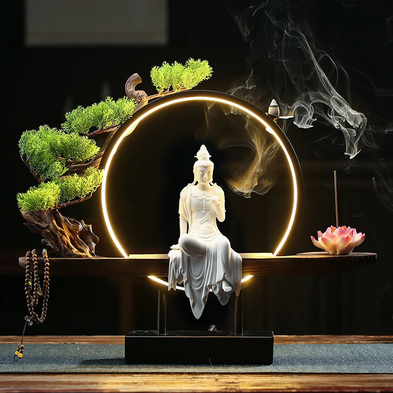 

Smoke Smoke Buddha Incense Burner Waterfall Large Decoration Incense BurnersZen Aromatherapy Bruciatore Incenso Home UtensilsTY