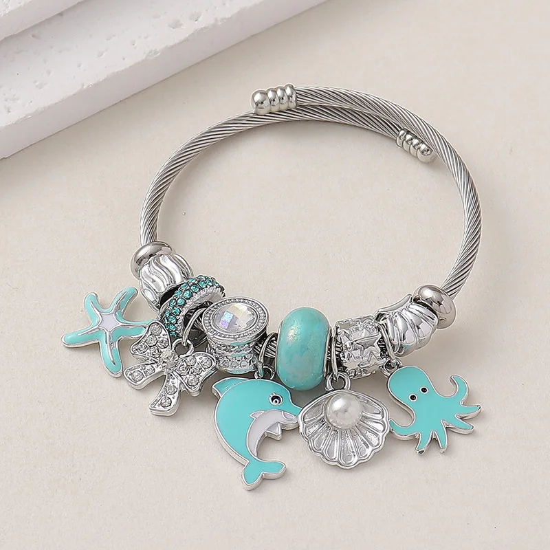 Дельфин морская звезда осьминог браслеты женские украшения из нержавеющей стали