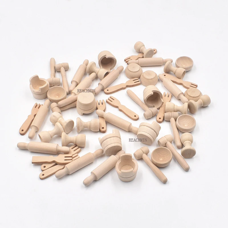 

Деревянная кухонная посуда, 10 шт., деревянный корпус/чашка/миска/Скалка/молоток/вилка, детские игрушки, кухонная утварь «сделай сам»