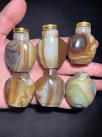6pcslot natural striped silk agate snuff bottle hollow cultural objects collect specifications 39 5%c3%9735 5%c3%9721 5mm
