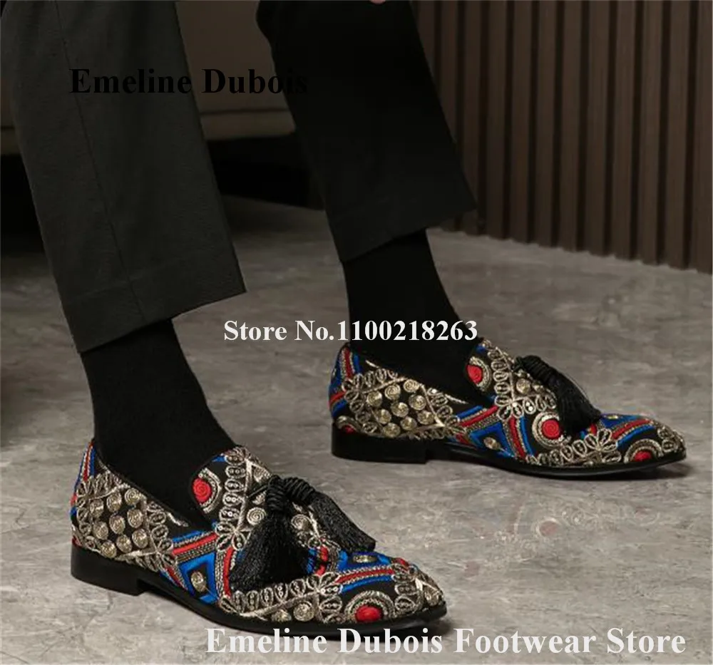 

Новинка, туфли с вышивкой, украшенные стразами, с круглым носком, с принтом, кисточками, бахромой, на плоской подошве, удобные повседневные туфли