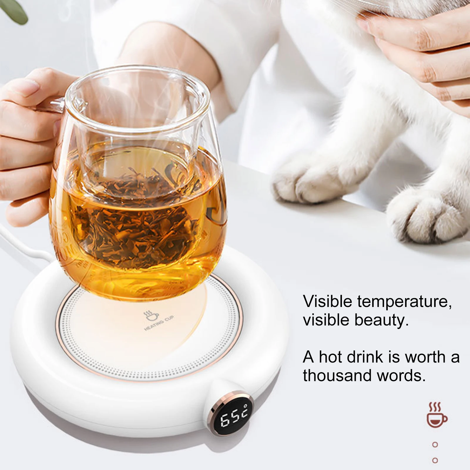 

Новинка, Регулируемый Электрический коврик 10 Вт с подогревом USB для напитков, кофейных кружек, таймер, чая, молока, воды, напитков, нагревательный коврик для дома и офиса