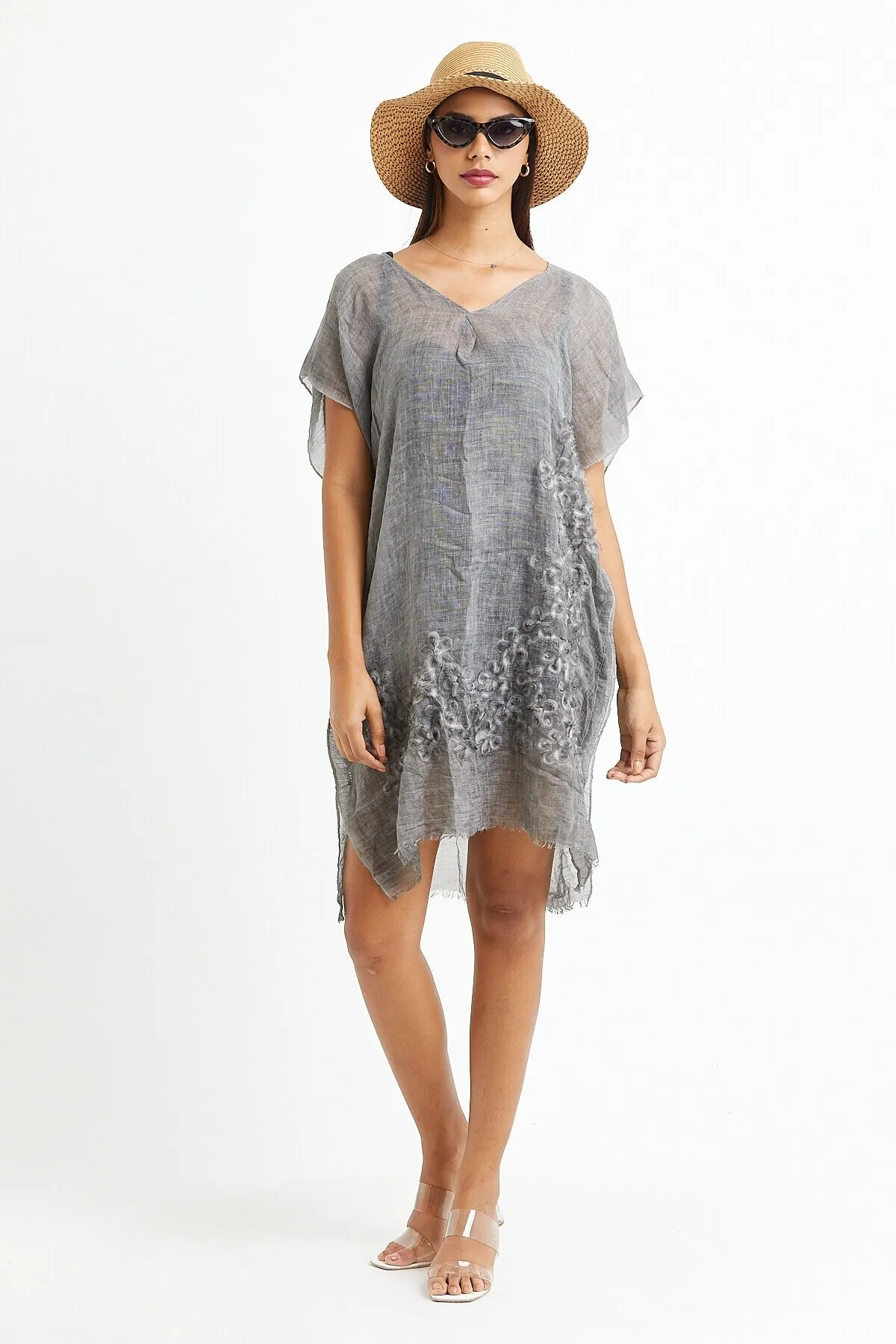 

Women's Pareo Cotton Beach Dress Swimwear Cover Up Dress Sexy Tunic Suit Beachwear Female Beach Bikini Cover Loose Mini Dress