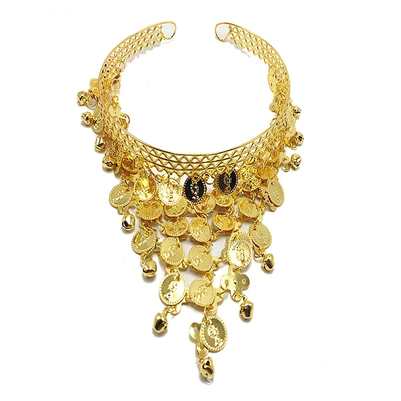 

Girls Belly Dance Headpiece Headband Coins Tribal Ethnic Gypsy Arabian Jewelly Gold Silver Color