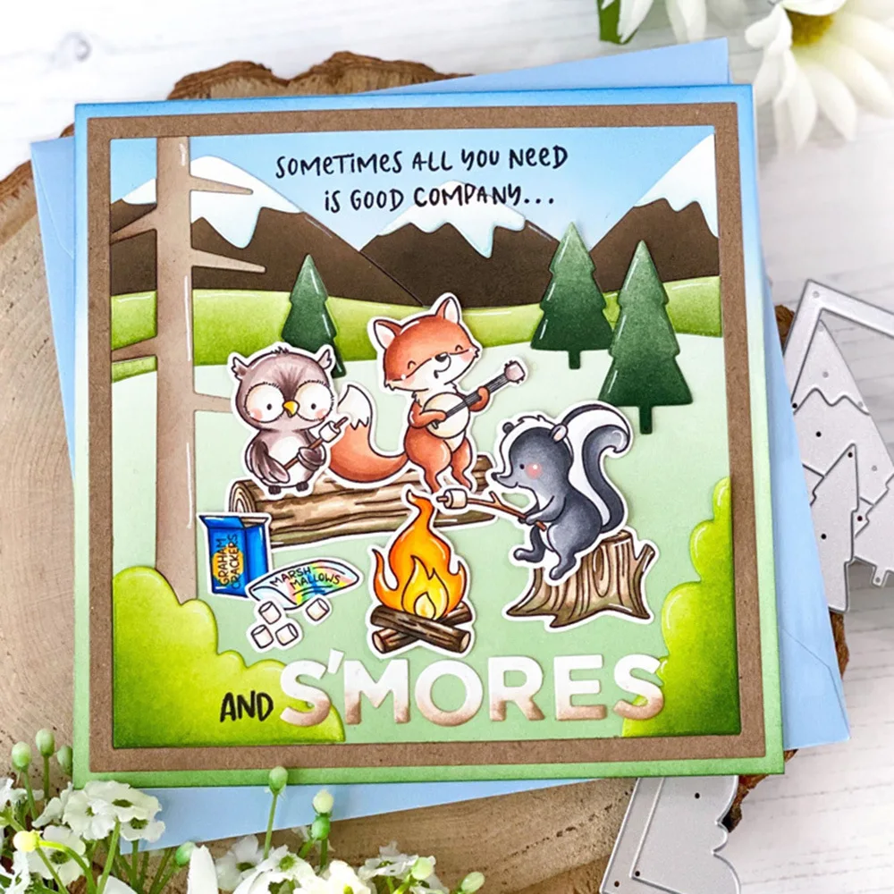 Шаблон для скрапбукинга с изображением животных и музыки