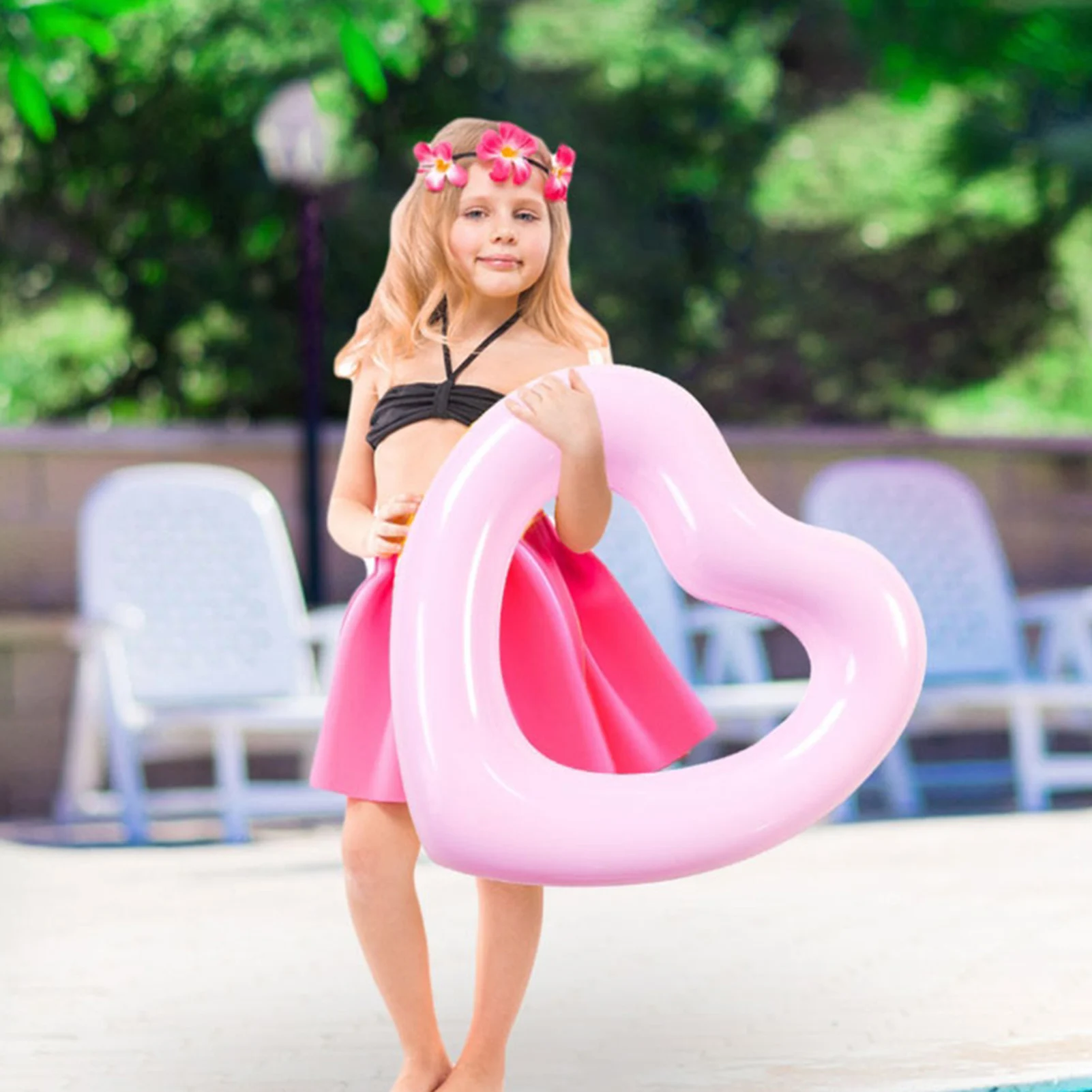 

Надувное кольцо для плавания для детей, подходит для детей в форме сердца, подходит для надувного бассейна, шезлонга, 45 см