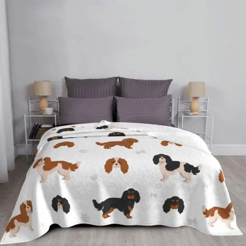 

Cavalier King Charles Spaniel Blankets Flannel Summer Cute Animal Dog Multifunction Warm Throw Blanket For Home Couch Rug Piece