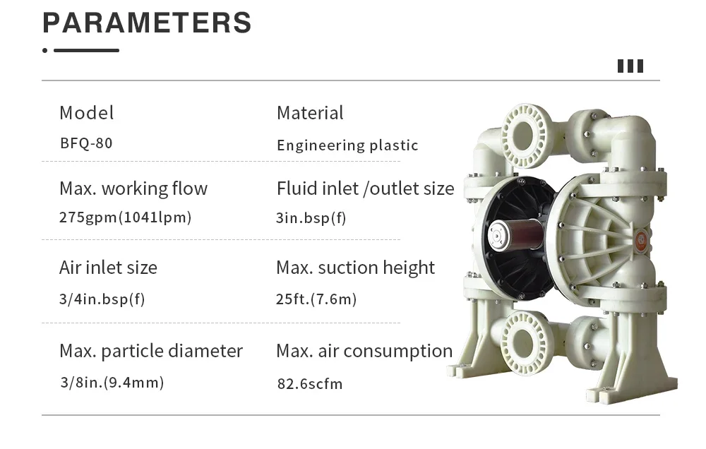 GODO BFQ с высоким расходом серной кислоты 80S Пневматический мембранный насос PP для