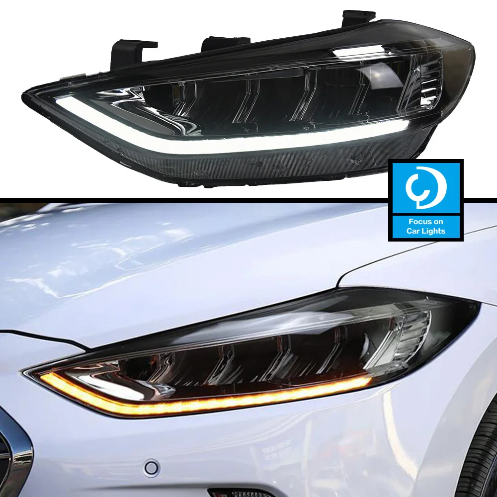

Car Front Headlight For Elantra 2011-2016 Korea Fiesta LED HeadLamp Styling Dynamic Turn Signal Lens Automotive Accessories 2PCS