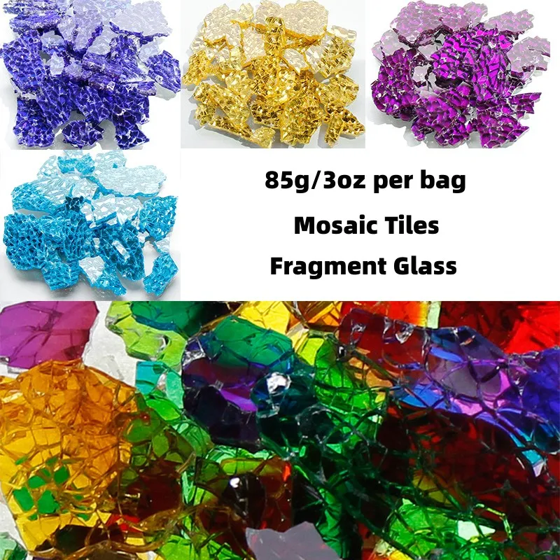 85g/3oz per Bag Mosaic Fragments Glass Tiles Translucent/Mirror Broken Glass Pieces DIY Craft Tile Mosaic Making Materials