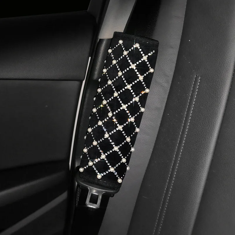 

Роскошные Жемчужные автомобильные аксессуары накладка на ремень безопасности с украшением Стразы Женский Внутренний чехол 2023 Новое посту...