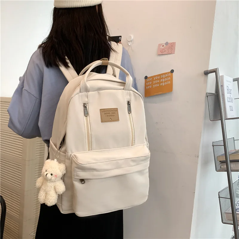 

Simple Girl Nylon Backpack Female Travel Bag Backpacks Schoolbag for Teenage Girls Solid Color Bookbag Mochila Bookbag