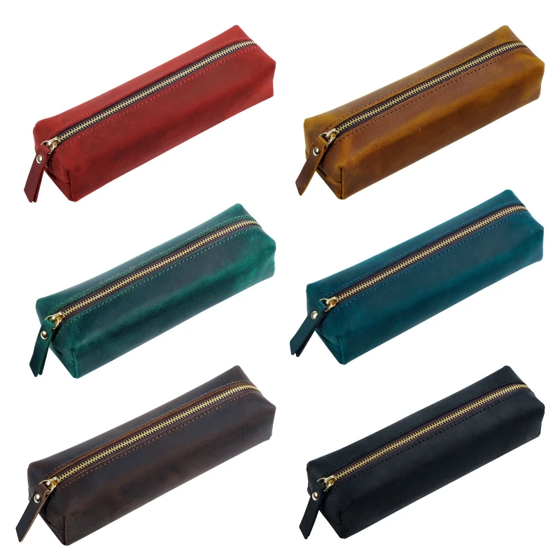 

B36C Leather Pencil for Case Holder with Zipper Cosmetics Bag Travel for Women