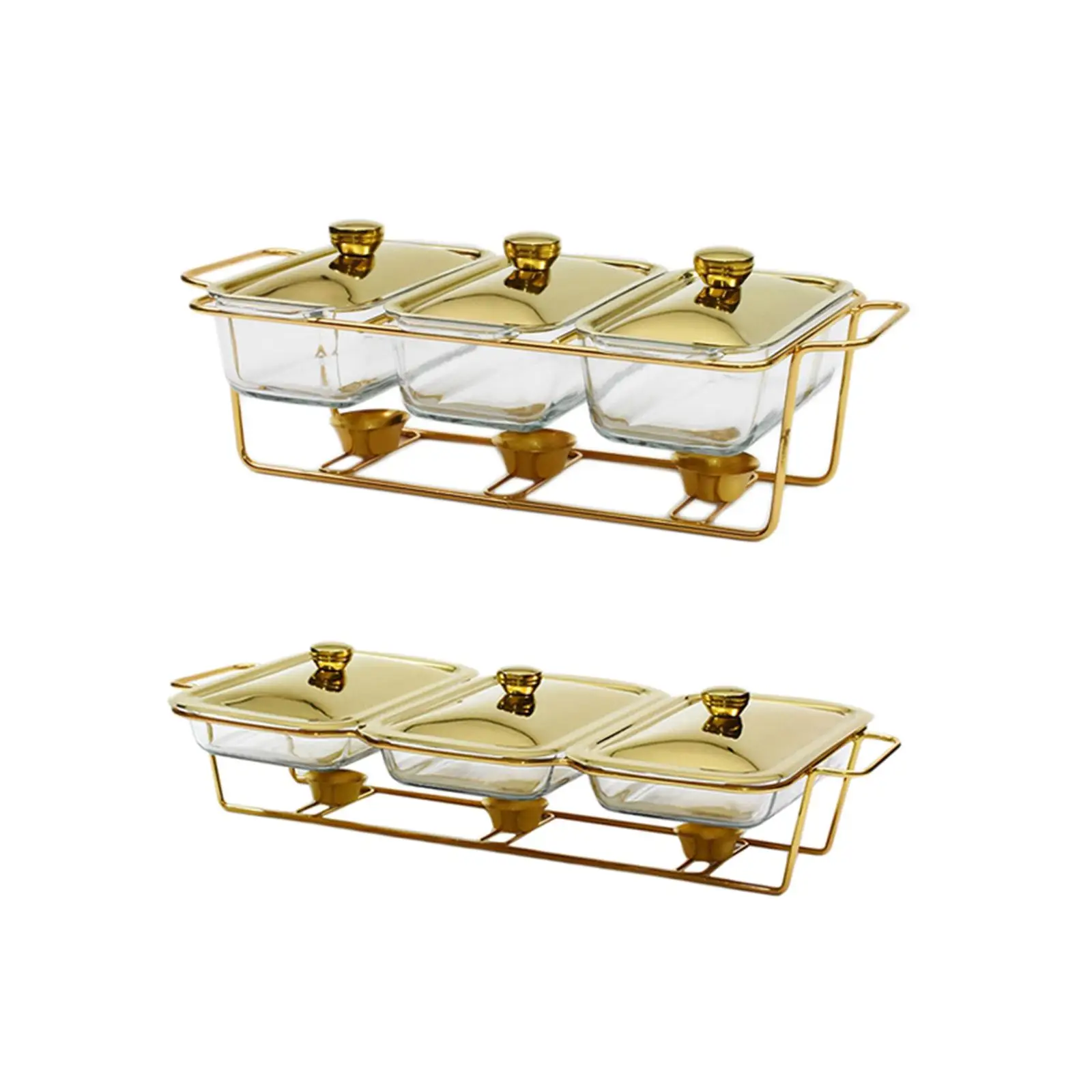 

Buffet Food Warmer Pot 3 Grid 1.3L/1.5L Cookware Rectangular Serving Dish Food Warmers Trays for Holiday Restaurant party