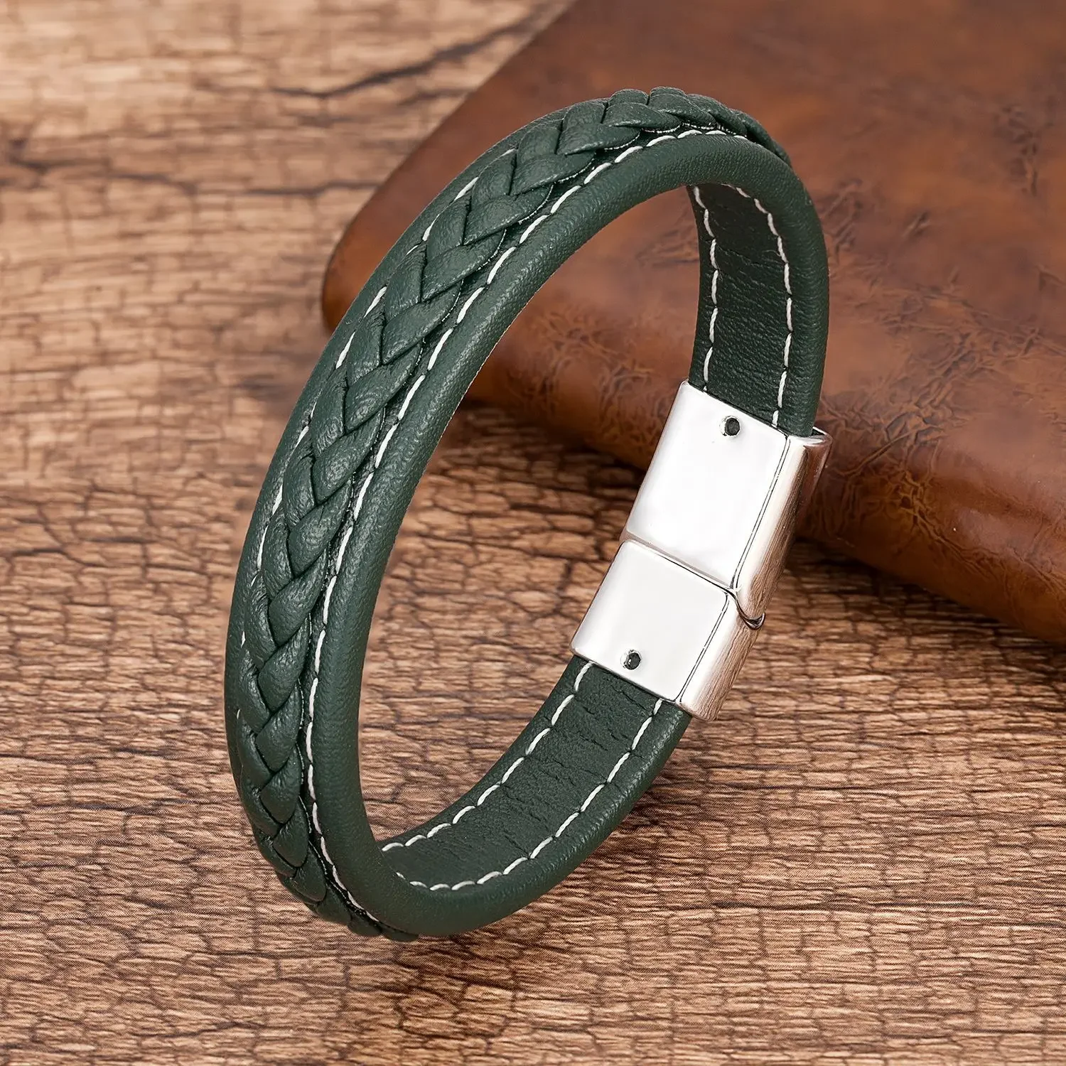 

Новый простой мужской кожаный браслет с веревкой, винтажный Модный кожаный ремешок, Аксессуары для браслета с магнитной пряжкой
