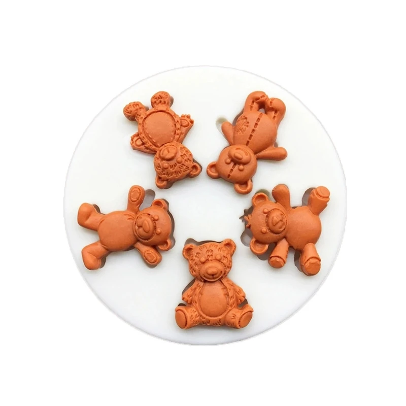 

5-connect Bear Silicone Mold Chocolate Candy Mold for Diy Dessert Ice Block Mold