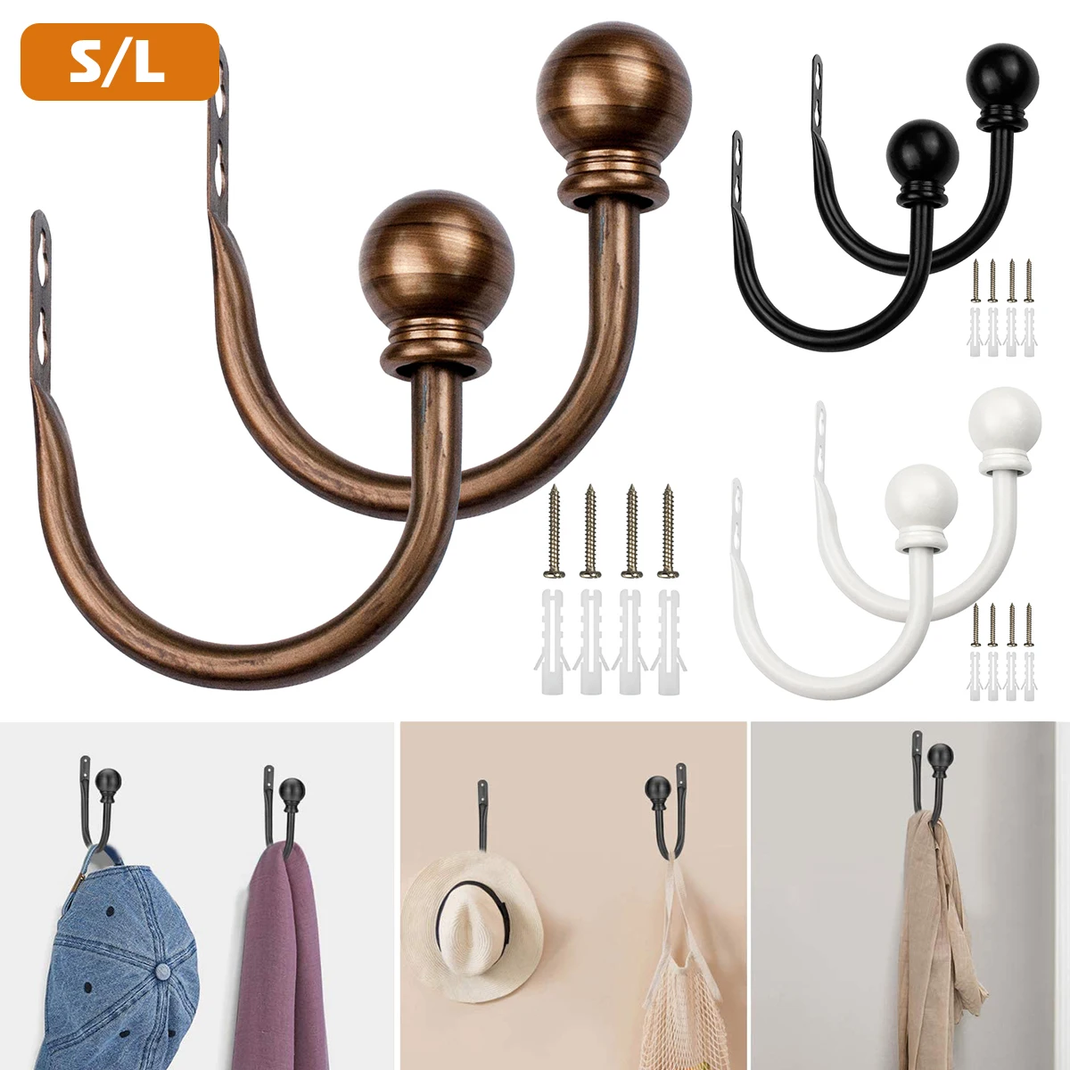 

2 Pcs Curtain Holdbacks Metal Tie Backs Curtain Holders for Wall Decorative Curtain Holdback U Shaped Curtain Hooks Holder w